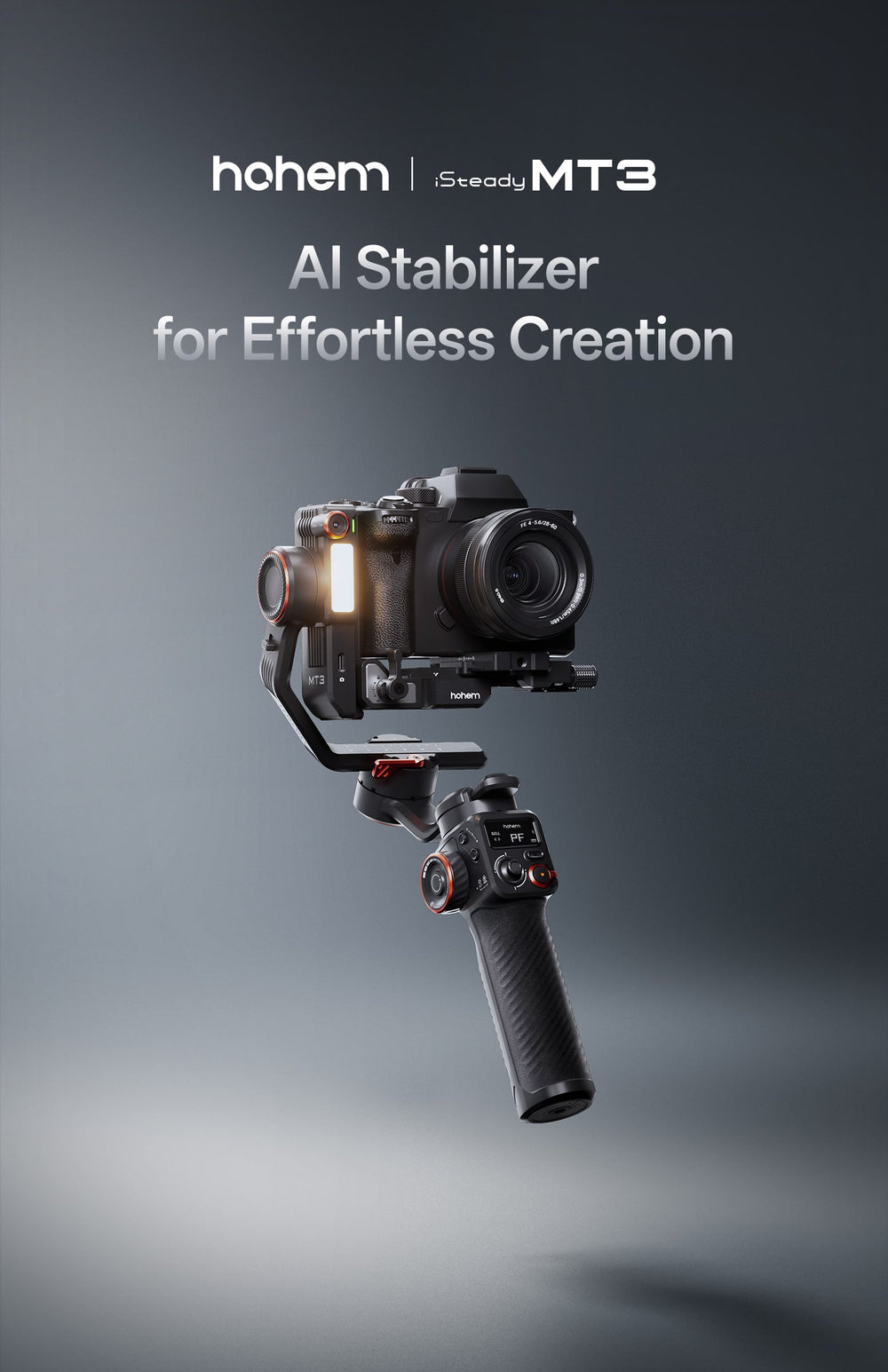 Hohem - iSteady MT3 Phone & Camera Gimbal Stabilizer w/ AI Tracking & Orientation Switch for Cameras up to 3lbs - Black
