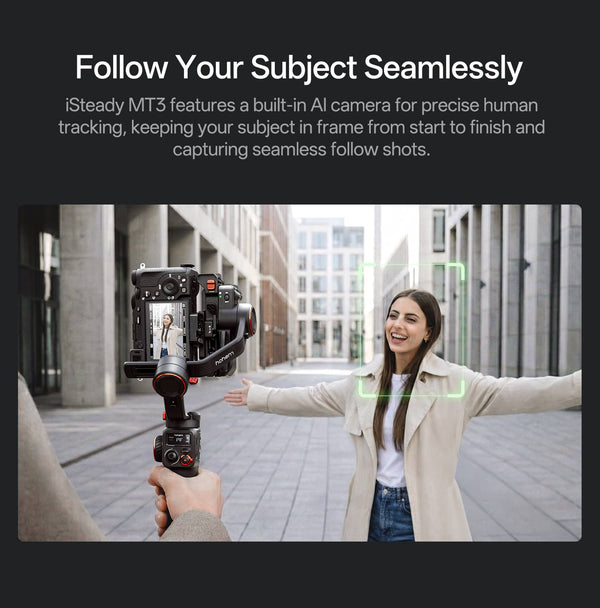 Hohem - iSteady MT3 Phone & Camera Gimbal Stabilizer w/ AI Tracking & Orientation Switch for Cameras up to 3lbs - Black
