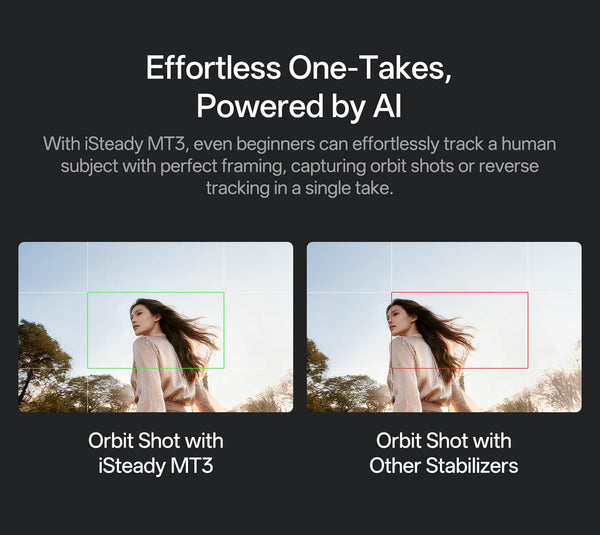 Hohem - iSteady MT3 Phone & Camera Gimbal Stabilizer w/ AI Tracking & Orientation Switch for Cameras up to 3lbs - Black