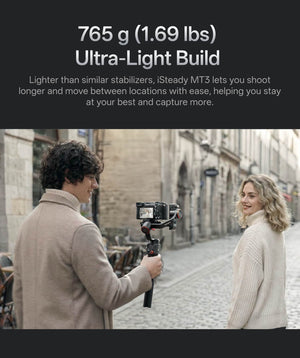 Hohem - iSteady MT3 Phone & Camera Gimbal Stabilizer w/ AI Tracking & Orientation Switch for Cameras up to 3lbs - Black