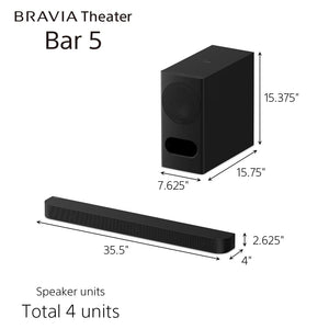 Sony - BRAVIA Theater Bar 5, 3.1ch with wireless subwoofer, Dolby Atmos/DTS:X - Black