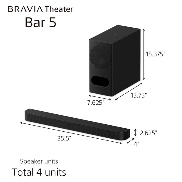 Sony - BRAVIA Theater Bar 5, 3.1ch with wireless subwoofer, Dolby Atmos/DTS:X - Black
