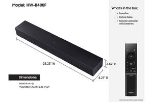 Samsung - B Series 2.0 Ch Soundbar with Built In Woofer HW-B400F/ZA 2025 - Black