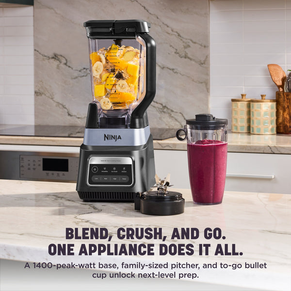Ninja - TotalCrush Professional Blender & Bullet Cup Duo with Auto-iQ - Dark Silver
