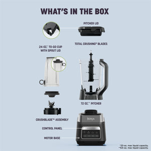 Ninja - TotalCrush Professional Blender & Bullet Cup Duo with Auto-iQ - Dark Silver