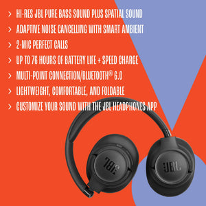 JBL - Tune 780NC - Bluetooth wireless over-the-ear Noise Cancelling headphones - 2026 - White