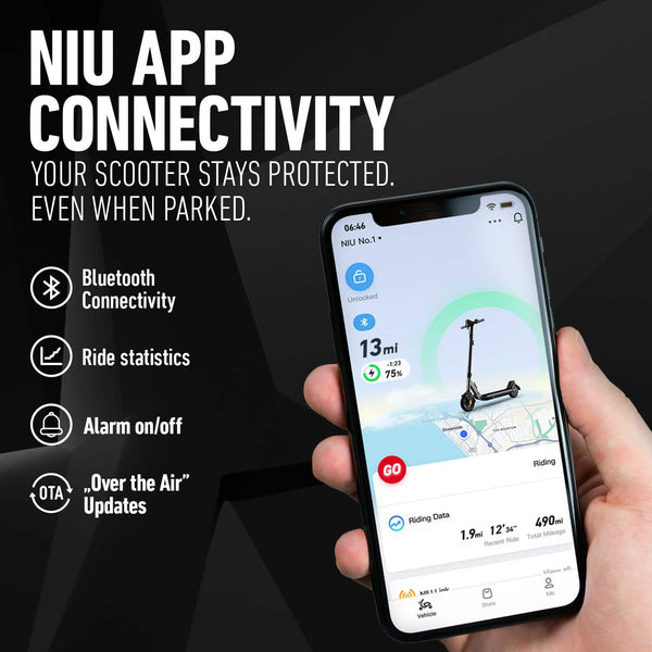 NIU - KQi1 Pro Foldable Electric Kick Scooter w/ 18 mi Max Range & 15.5 mph Max Speed - Midnight Black