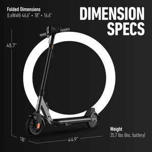 NIU - KQi1 Pro Foldable Electric Kick Scooter w/ 18 mi Max Range & 15.5 mph Max Speed - Midnight Black