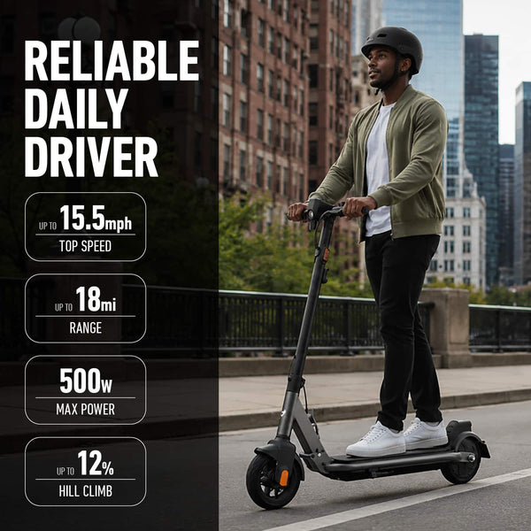 NIU - KQi1 Pro Foldable Electric Kick Scooter w/ 18 mi Max Range & 15.5 mph Max Speed - Midnight Black