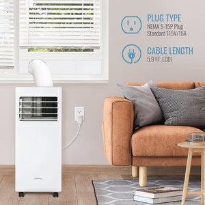 Keystone - 8,500 BTU ASHRAE/5,000 BTU DOE Portable Air Conditioner with Remote - White