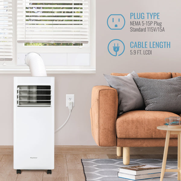Keystone - 8,500 BTU ASHRAE/5,000 BTU DOE Portable Air Conditioner with Remote - White