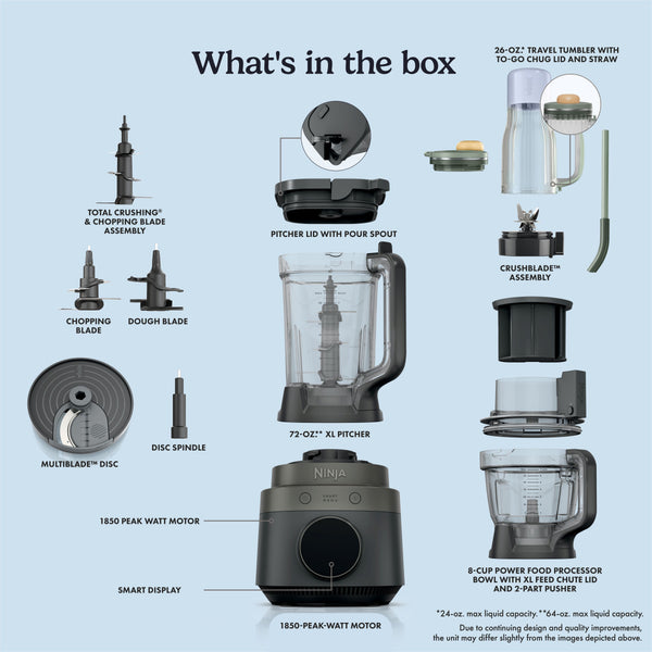 Ninja - CrushBOSS Intelligent 3-in-1 Blender, Tumbler, & Food Processor Combo - Onyx