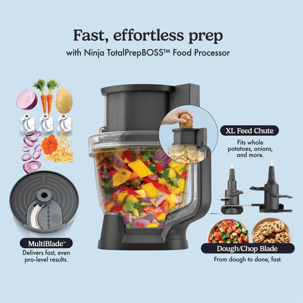 Ninja - CrushBOSS Intelligent 3-in-1 Blender, Tumbler, & Food Processor Combo - Onyx