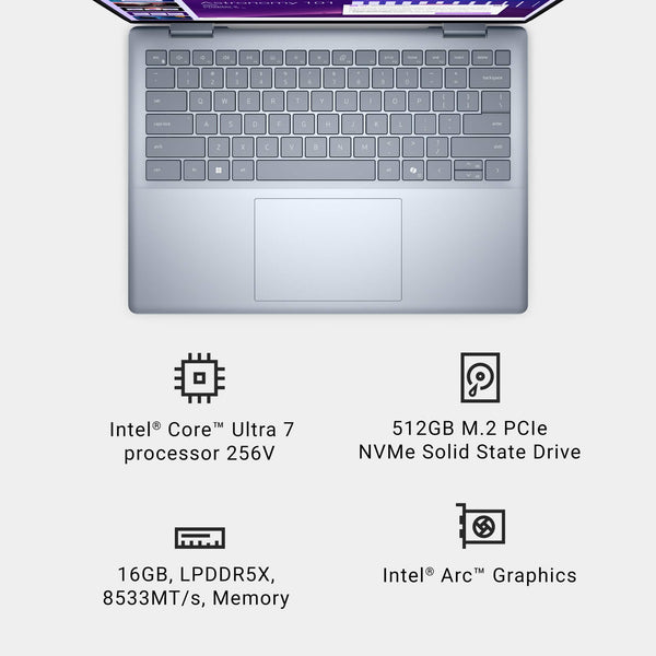 Dell - Plus 14" 2K 2-in-1 Laptop - Intel Core Ultra 7 Series 2 256V 2026 - 16GB Memory - 512GB Storage - Copilot+ PC - Ice Blue