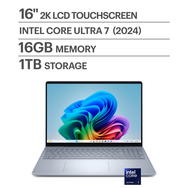 Dell - Plus 16" 2K 2-in-1 Touchscreen Laptop - Intel Core Ultra 7 Series 2 256V 2024 - 16GB Memory - 1TB Storage - Copilot+ PC - Ice Blue