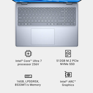 Dell - Plus 16" 2K 2-in-1 Touchscreen Laptop - Intel Core Ultra 7 Series 2 2024 - 16GB Memory - 512GB Storage - Copilot+ PC - Ice Blue