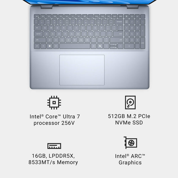 Dell - Plus 16" 2K 2-in-1 Touchscreen Laptop - Intel Core Ultra 7 Series 2 2024 - 16GB Memory - 512GB Storage - Copilot+ PC - Ice Blue