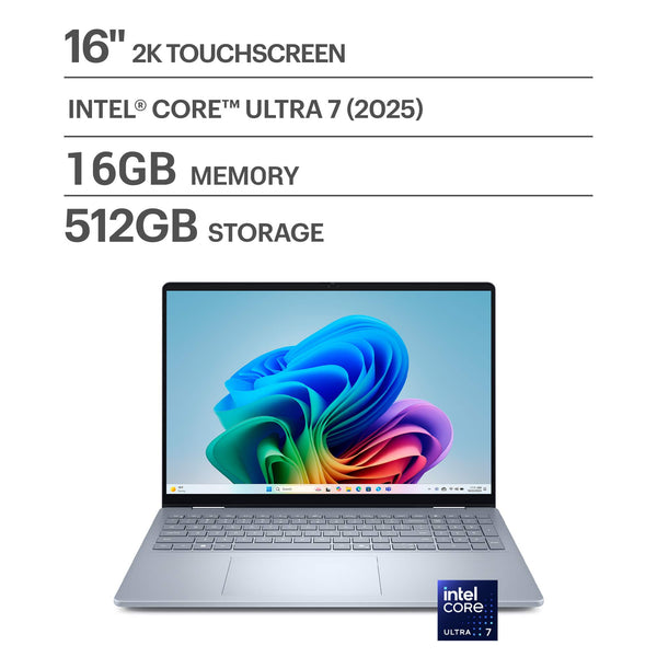 Dell - Plus 16" 2K 2-in-1 Touchscreen Laptop - Intel Core Ultra 7 Series 2 2024 - 16GB Memory - 512GB Storage - Copilot+ PC - Ice Blue
