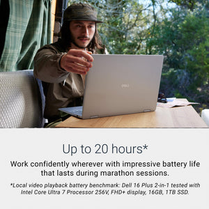 Dell - Plus 16" 2K 2-in-1 Touchscreen Laptop - Intel Core Ultra 7 Series 2 2024 - 16GB Memory - 512GB Storage - Copilot+ PC - Ice Blue