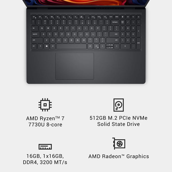 Dell - 15.6" 2K Touchscreen Laptop - AMD Ryzen 7 7000 Series-7730U 2023 - 16GB Memory - 512GB Storage - Carbon Black