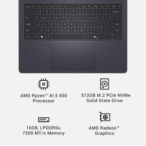 Dell - 14S - 14" 2K Touchscreen Laptop - AMD Ryzen AI 5 430 2026 - 16GB Memory - 512GB Storage - Copilot+ PC - Celestial Blue