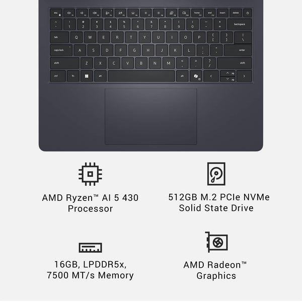 Dell - 14S - 14" 2K Touchscreen Laptop - AMD Ryzen AI 5 430 2026 - 16GB Memory - 512GB Storage - Copilot+ PC - Celestial Blue
