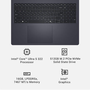 Dell - 16S - 16" 2K Touchscreen Laptop - Intel Core Ultra 5 322 2026 - 16GB Memory - 512GB Storage - Copilot+ PC - Celestial Blue
