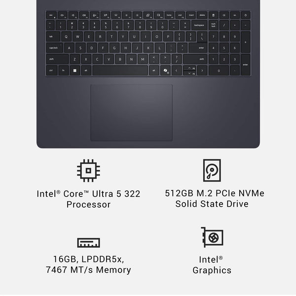 Dell - 16S - 16" 2K Touchscreen Laptop - Intel Core Ultra 5 322 2026 - 16GB Memory - 512GB Storage - Copilot+ PC - Celestial Blue