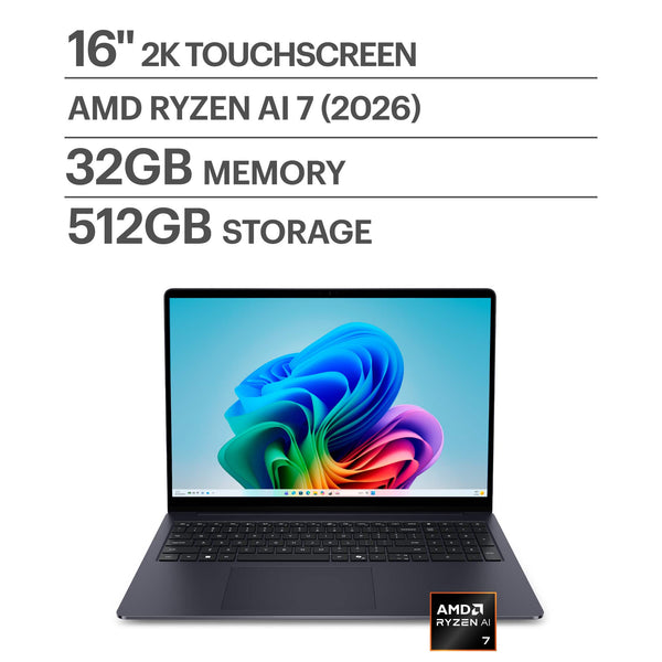 Dell - 16S - 16" 2K Touchscreen Laptop - AMD Ryzen AI 7 445 2026 - 32GB Memory - 512GB Storage - Copilot+ PC - Celestial Blue