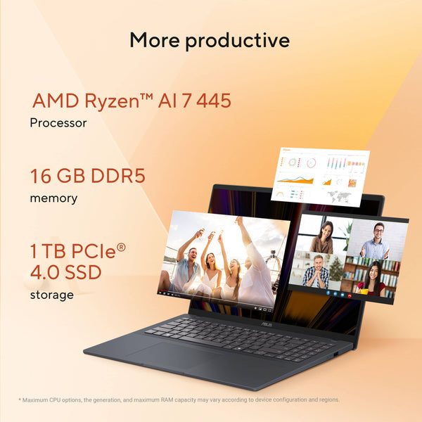 ASUS - Vivobook 16 16" 2K Laptop - AMD Ryzen AI 7 - 16GB RAM - 1TB SSD - Copilot+ PC - Quiet Blue