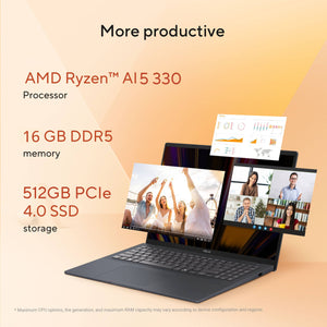 ASUS - Vivobook 16 16" 2K WUXGA Laptop - AMD Ryzen AI 5 330 - 16GB RAM - 512GB SSD - Copilot+ PC - Quiet Blue