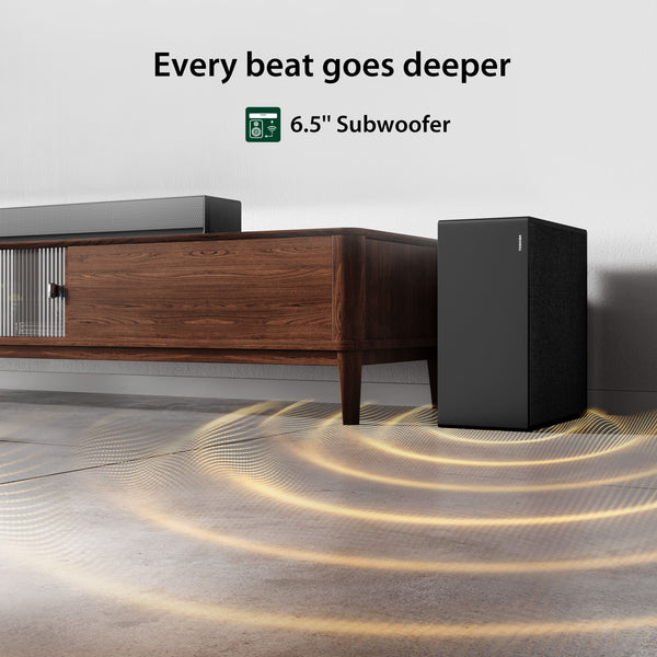 Toshiba - M510WR 5.1 Channel Soundbar with Wireless Subwoofer, Dolby Atmos, DTS:X - Black