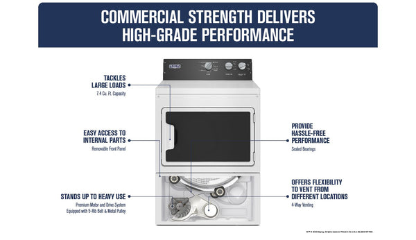 Commercial-Grade Residential Electric Dryer - 7.4 cu. ft.