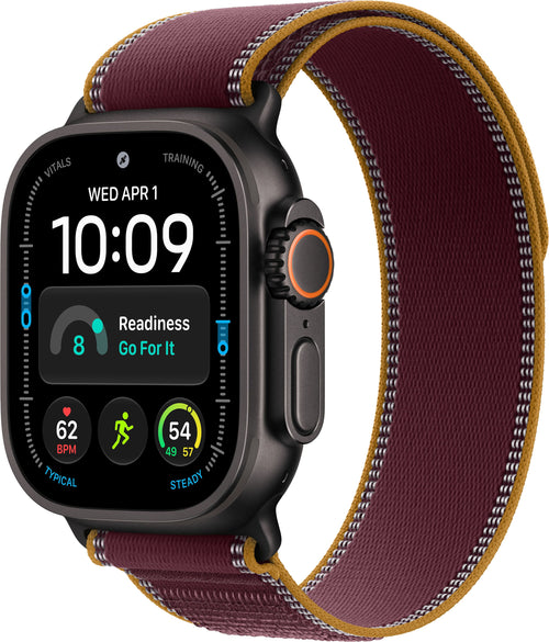 Apple Watch Ultra 4 (GPS + Cellular) 49mm Titanium Case with Burgundy Trail Loop - S/M - Black - (2026)