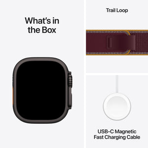 Apple Watch Ultra 4 (GPS + Cellular) 49mm Titanium Case with Burgundy Trail Loop - S/M - Black - (2026)