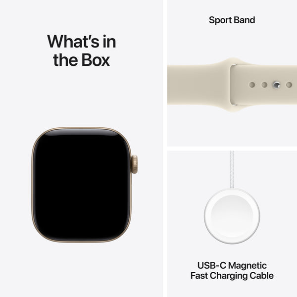 Apple Watch Series 12 (GPS) 42mm Aluminum Case with Sand Sport Band - M/L - Light Gold - (2026)