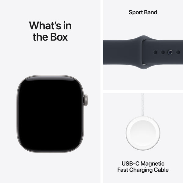 Apple Watch Series 12 (GPS) 46mm Aluminum Case with Navy Blue Sport Band - S/M - Space Gray - (2026)