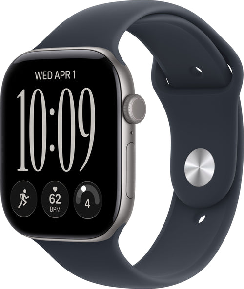 Apple Watch Series 12 (GPS) 46mm Aluminum Case with Navy Blue Sport Band - M/L - Space Gray - (2026)