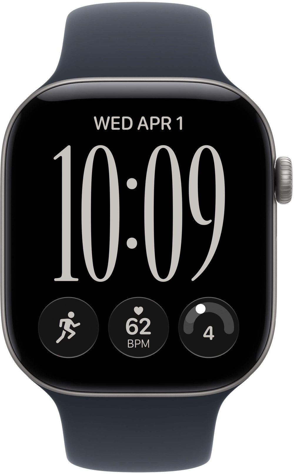 Apple Watch Series 12 (GPS) 46mm Aluminum Case with Navy Blue Sport Band - M/L - Space Gray - (2026)