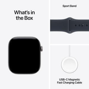 Apple Watch Series 12 (GPS) 46mm Aluminum Case with Navy Blue Sport Band - M/L - Space Gray - (2026)