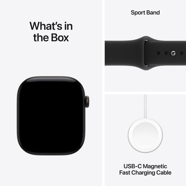 Apple Watch Series 12 (GPS) 46mm Aluminum Case with Black Sport Band - M/L - Black - (2026)