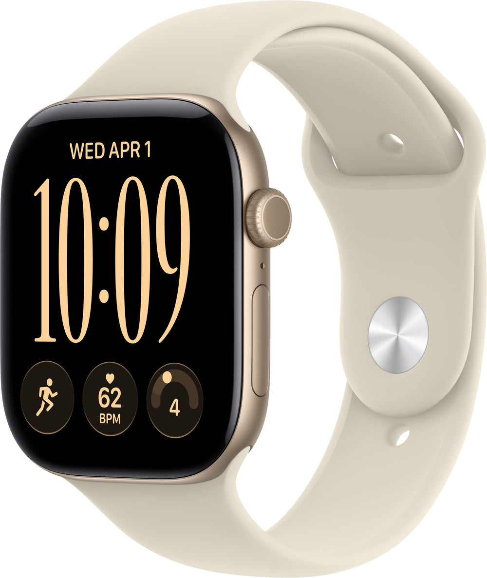 Apple Watch Series 12 (GPS) 46mm Aluminum Case with Sand Sport Band - S/M - Light Gold - (2026)