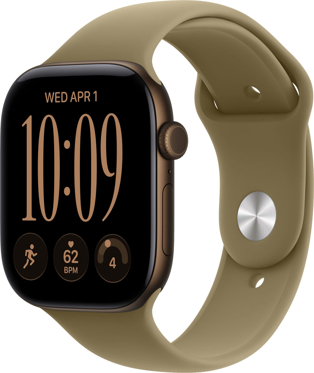 Apple Watch Series 12 (GPS) 46mm Aluminum Case with Olive Sport Band - S/M - Dark Bronze - (2026)