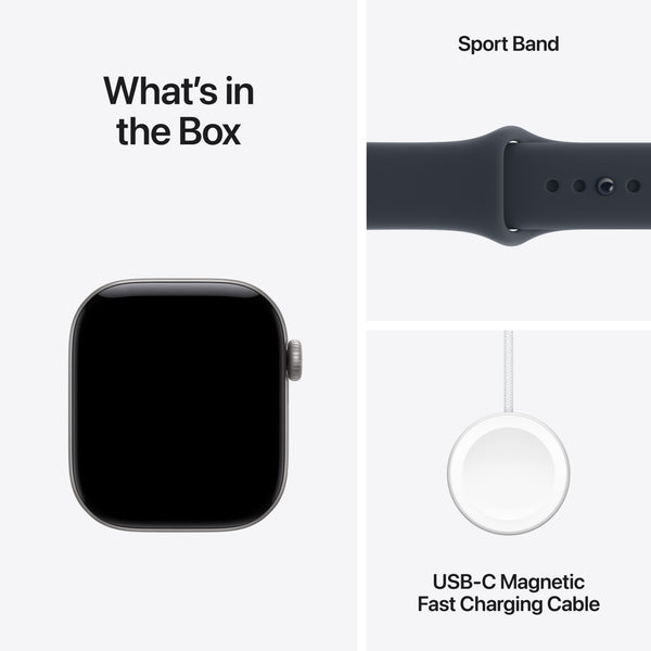 Apple Watch Series 12 (GPS + Cellular) 42mm Aluminum Case with Navy Blue Sport Band - M/L - Space Gray - (2026)