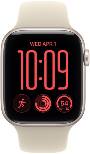 Apple Watch SE 3 (GPS) 44mm Aluminum Case with Sand Sport Band - S/M - Starlight - (2026)