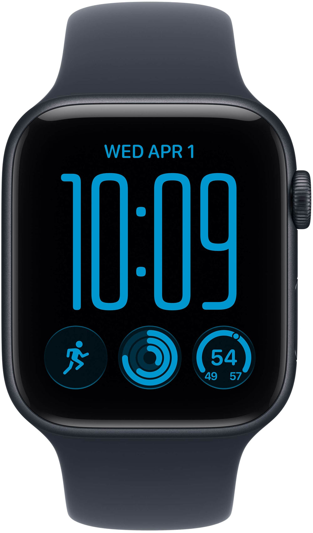 Apple Watch SE 3 (GPS) 44mm Aluminum Case with Navy Blue Sport Band - S/M - Midnight - (2026)