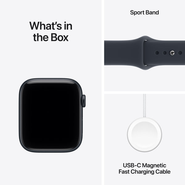 Apple Watch SE 3 (GPS) 44mm Aluminum Case with Navy Blue Sport Band - S/M - Midnight - (2026)