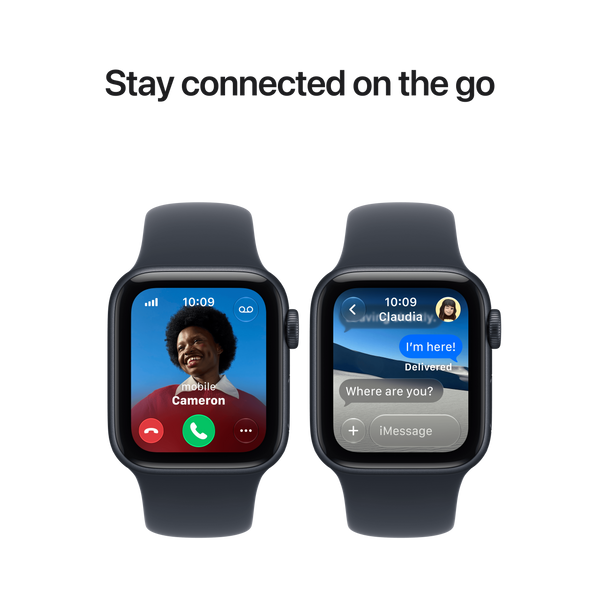 Apple Watch SE 3 (GPS + Cellular) 40mm Aluminum Case with Navy Blue Sport Band - S/M - Midnight - (2026)