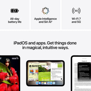 Apple - iPad mini (A20 Pro Chip) Wi-Fi + Cellular 256GB Nano-texture glass - Midnight