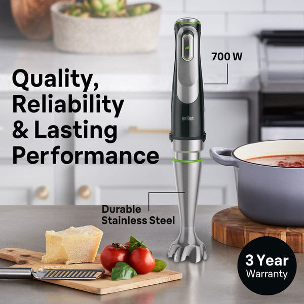Braun - MultiQuick 9 1200W 3-Speed Hand Blender with Electric Handheld Mixer, Food Processor & Food Chopper - Black